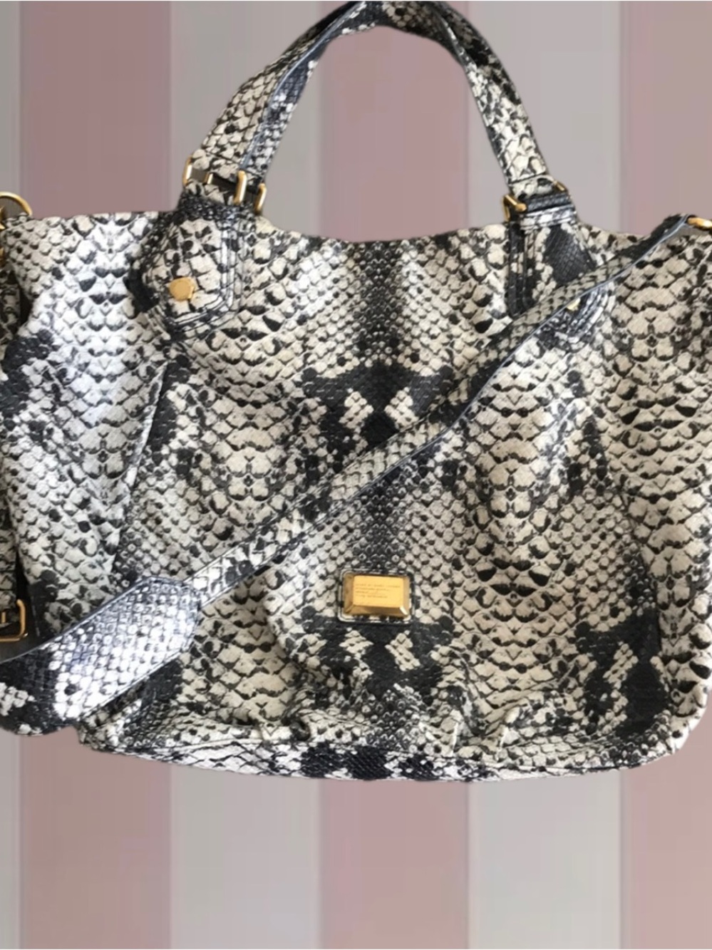 Marc By Marc Jacobs Python-Print Tote Bag with Crossbody Strap - Black & White